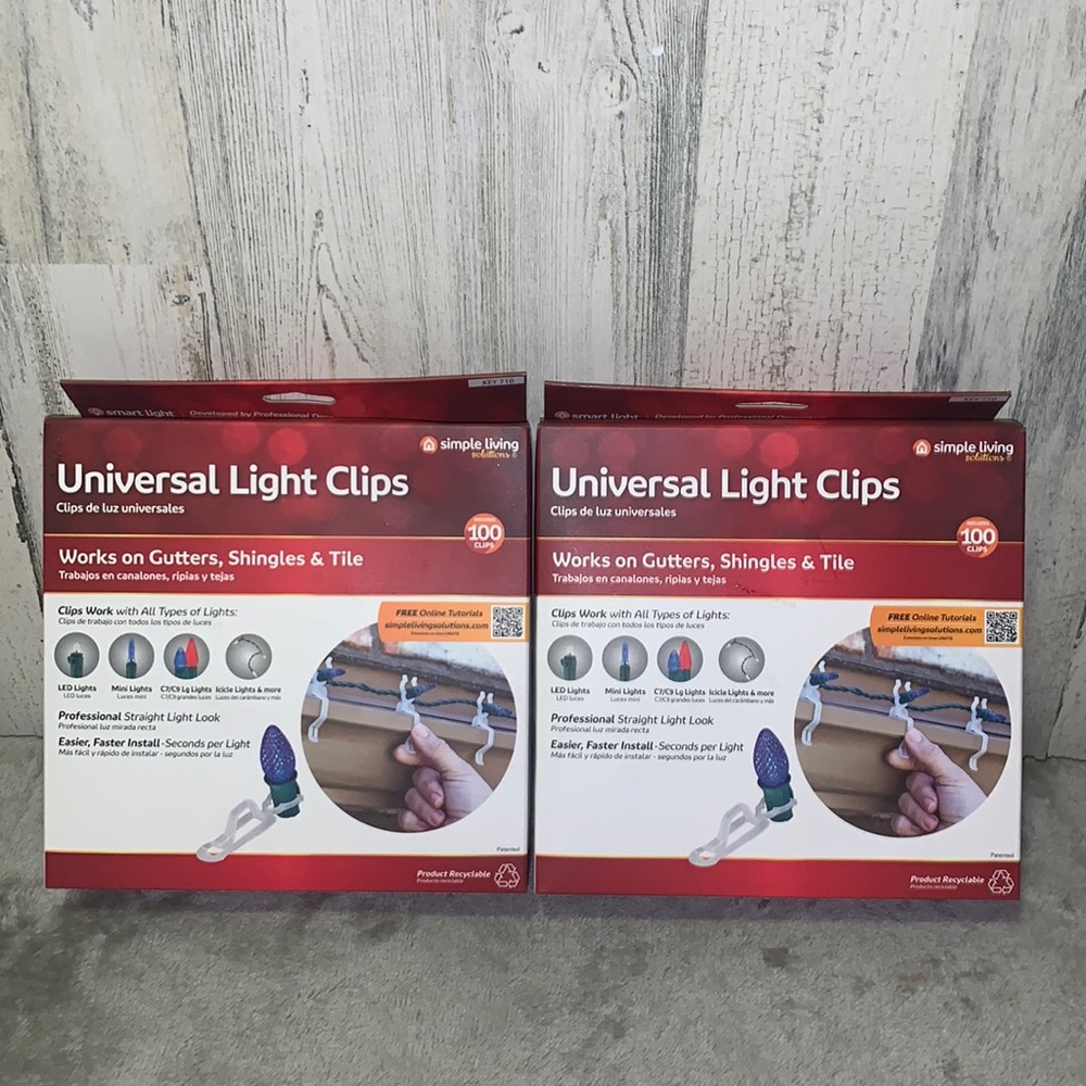0523 TWO BOXES OF  Simply Living 100CT Universal Light Clips